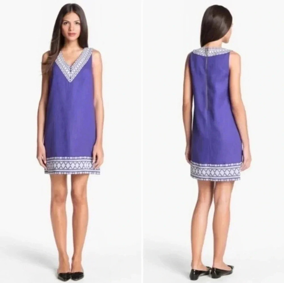 Kate Spade Laureen Embroidered Linen Blend Shift Dress(10) - Picture 1 of 10